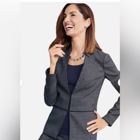 Talbots Houndstooth Pantsuit - Blue and Gray - Picture 1 of 16